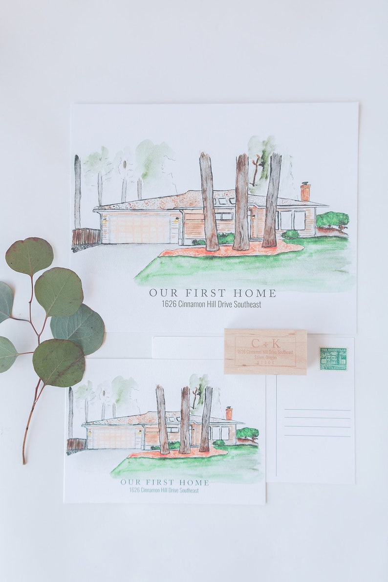 Custom package watercolor house painting housewarming gift Etsy