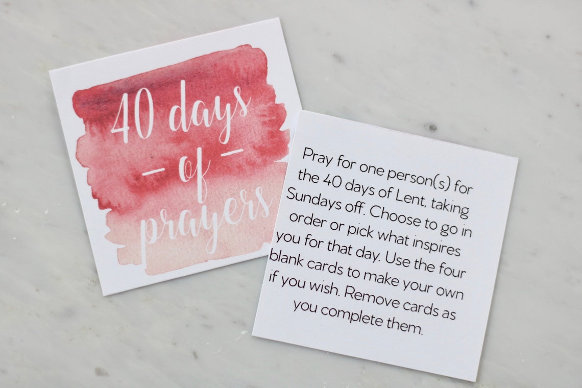 40 Days of Prayers Card Set Lent Activity Catholic Home | Etsy