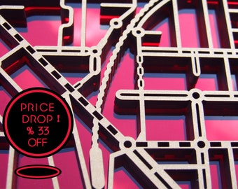 33% OFF this magnificent, laser cut, wall decoration map of Essendon in red mirror and black acrylic.