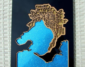 Melbourne city, bay & surrounds - Superb laser cut  wall decoration.