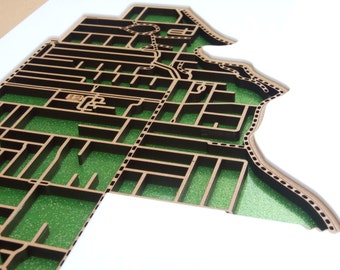 East Brunswick 3057, Victoria. Laser cut, street map, wall decoration.