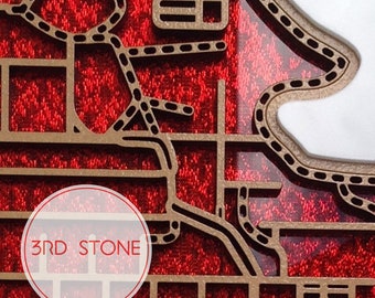 33% OFF East Brunswick, laser cut, street map in green glitter & with inlaid lettering or red fabric infused acrylic.
