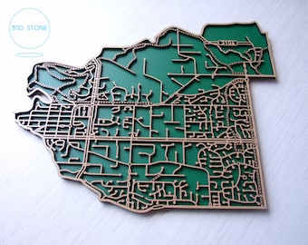 Templestowe 3106, Victoria. Laser cut, street map, wall decoration.