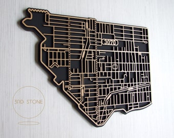 Intricate and interesting, laser cut laser cut map of Northcote, 3070 Victoria.