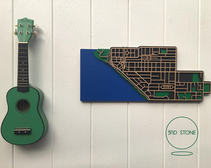 Featured listing image: Sandringham 3191. Superb, laser cut wall decoration in painted matte black, green & blue.