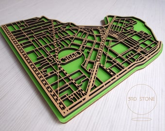 Nth Fitzroy / Clifton Hill 3068, Victoria. Superb, laser cut, suburb map decoration.