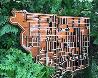 Intricate and interesting, laser cut laser cut map of Northcote, 3070 Victoria.