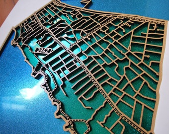 50% OFF this sparkling, laser-cut map of Blairgowrie 3942. VIC.