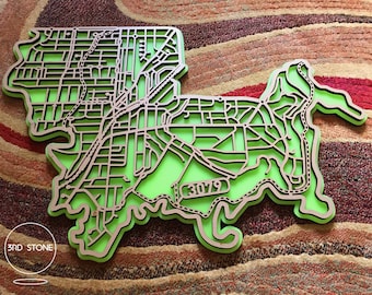 Ivanhoe 3079, Victoria. Laser cut, street map, wall decoration.