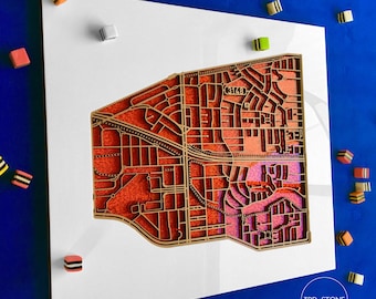 Chadstone 3148, Victoria. Laser cut, street map, wall decoration.