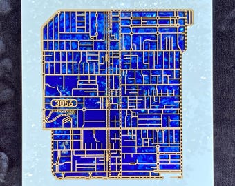 Fantastic laser-cut map Brunswick 3056. Framed.