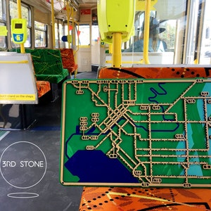 Melbourne Tram Network. Laser cut, street map, wall decoration.