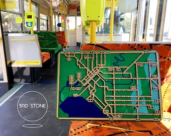 Melbourne Tram Network. Laser cut, street map, wall decoration.