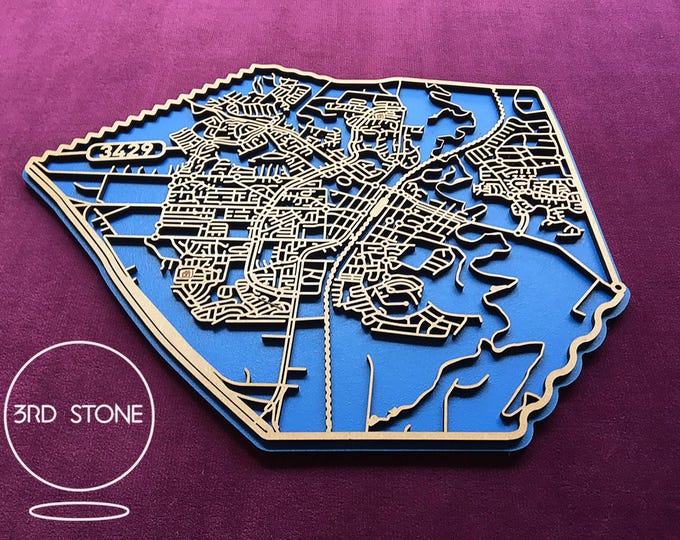 Featured listing image: Incredible laser cut map of Sunbury 3429. Wall decoration.