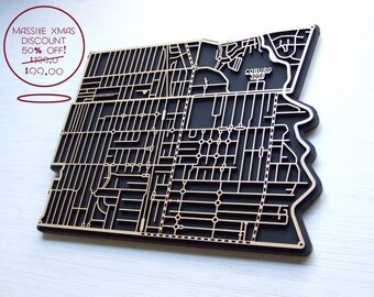 50% off!! Coburg 3058, Victoria. Laser cut, street map, wall decoration in MDF & coloured acrylics.