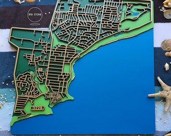 Incredible laser cut map of Torquay 3228. Wall decoration