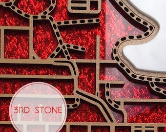 33% OFF East Brunswick, laser cut, street map in green glitter & with inlaid lettering or red fabric infused acrylic.