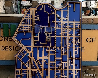 Melbourne University campus - Parkville and surrounding streets. Laser cut, street map, wall decoration.