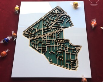 Ringwood East 3135 Victoria. Laser cut, street map, wall decoration.