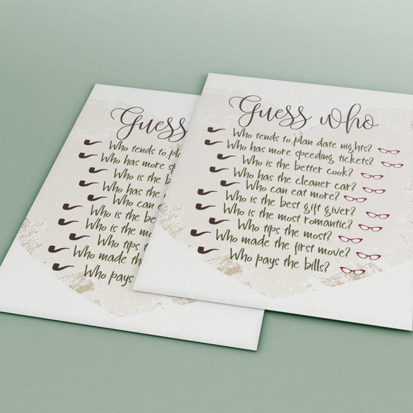 Printable wedding game ''guess who'', reception game about bride and groom, the newlywed game, printable newlywed game in autumn colors