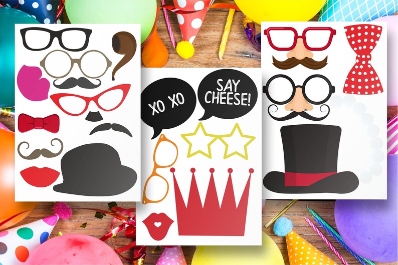 Printable photo props printable birthday props digital | Etsy
