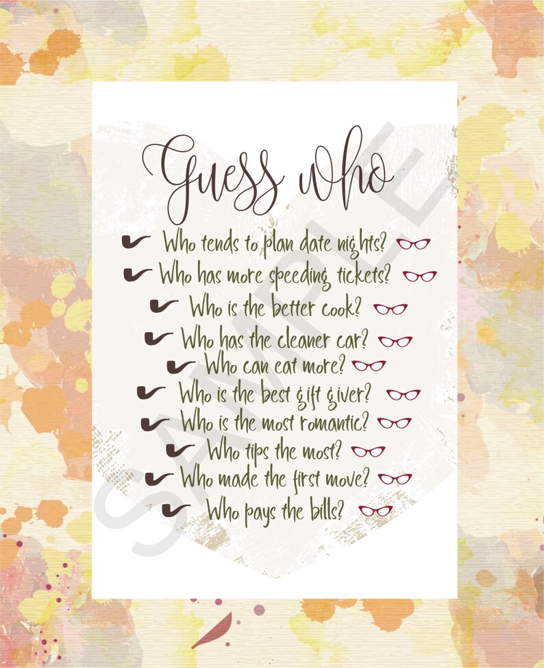 printable wedding game ''guess who'' etsy