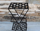Vintage Metal Stand with Magazine Rack Cast Iron Plant stand - French vintage