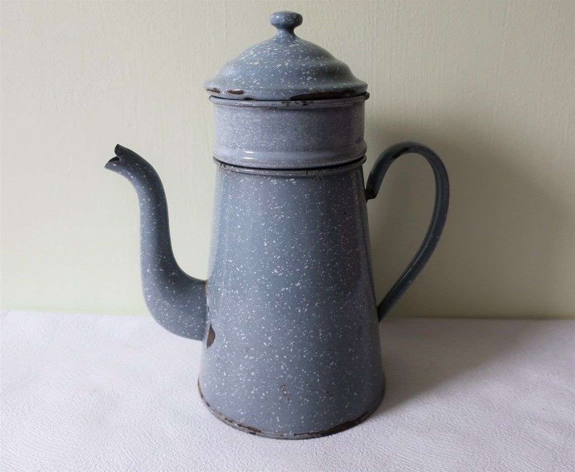 French Coffee Pot Vintage Enamel Coffee Jug cafetière Etsy