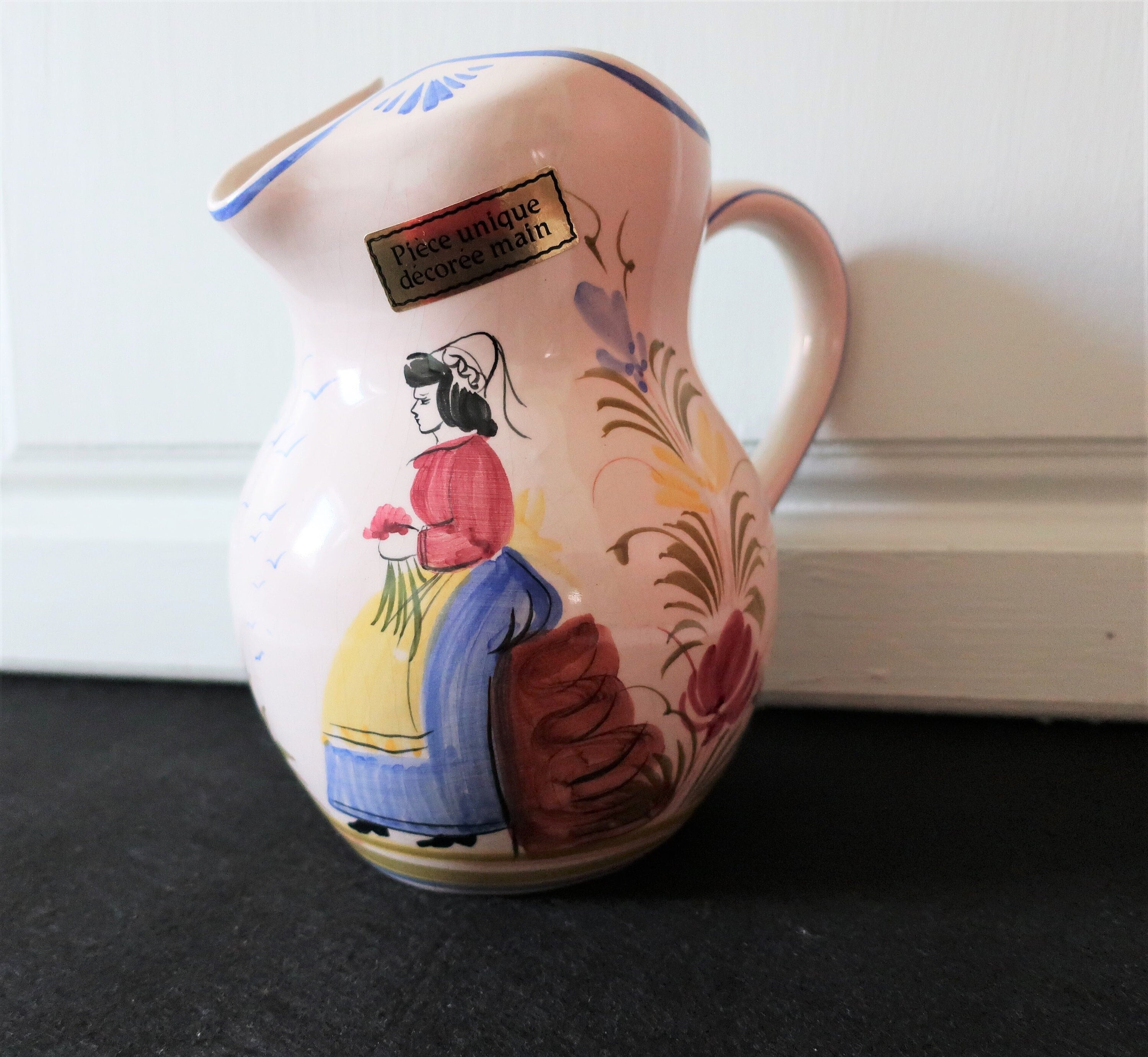 Pichet Breton en Faience Décoré Main