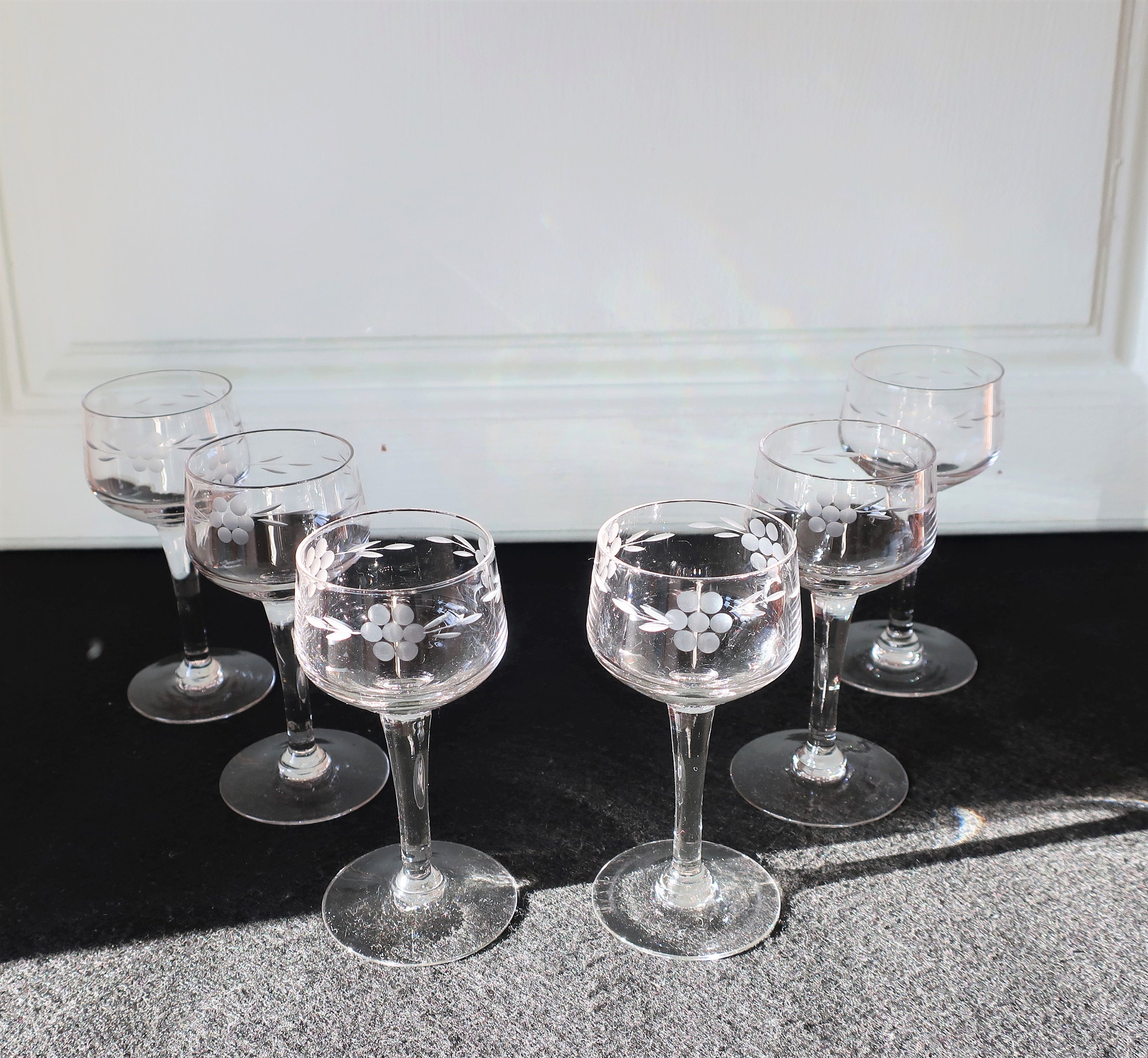 Lot de 6 Verres à Liqueur Gravés - Vintage