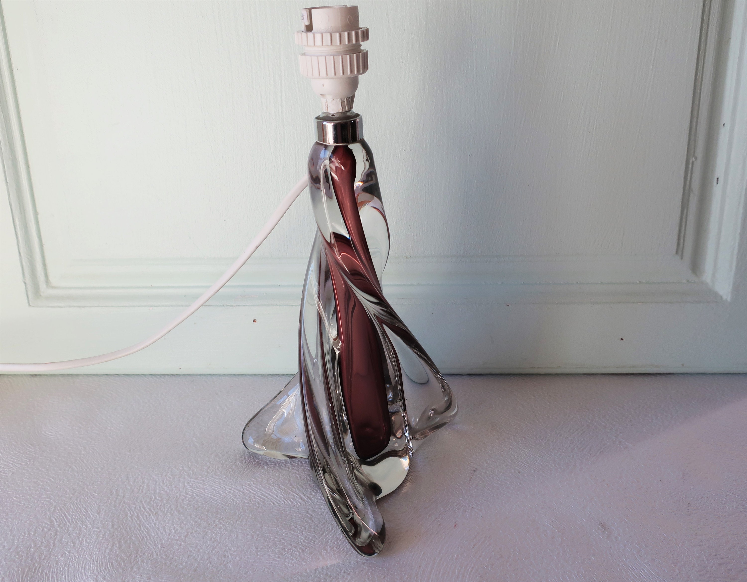 A Twisted Glass Table Lamp Base Table Lamp or Bedside Lamp Etsy