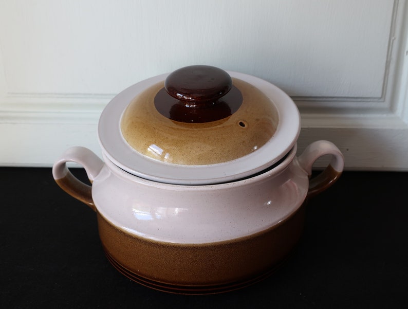 Denby Glazed Stoneware Casserole Dish Cream and Brown Denby Etsy