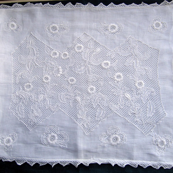 Vintage Victorian/Edwardian hand embroidered baby pillowcase,circa 1900.