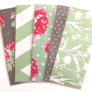 5 Laminated Cash Envelopes: Mint Berry Set #1