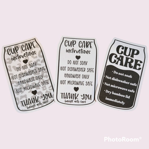 Care Cards for Glass Cans, Packaging Stickers, Sublimation Libby Glass Can, 110 lb Cardstock, Washing Instructions, Small Business Supplies