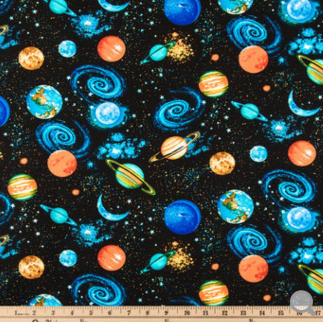Planets and Galaxies 100% Cotton Fabric by the Yard - Etsy