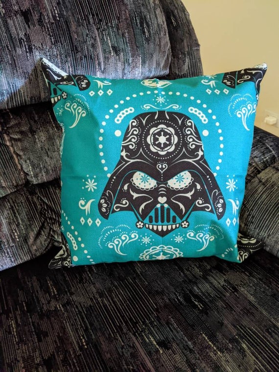Star Wars Darth Vader Teal Sugar Skull Decorative Throw Pillow 