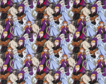 Disney Elsa, Ana, Kristof et Olaf Frozen 2 tissu 100% coton par cour