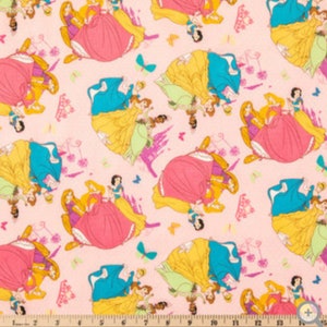Disney Princess Aurora, Tiana, Cinderella, Repunzel, Belle, Snow White 100% Cotton fabric by the yard