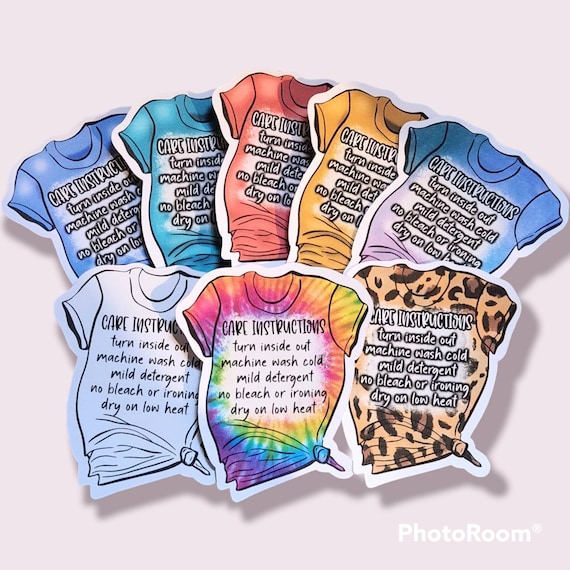 Care Cards for Tshirts, Packaging Stickers for Shirts, Sublimation Shirts, Bleached Shirts, HTV, 110 lb Cardstock, Washing Instructions