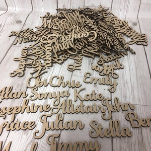 Personalised Wedding Wooden Names, Wood Name Cards, Wedding Names, Wood Place Names, Personalised Names Table Decoration, Laser Cut Names