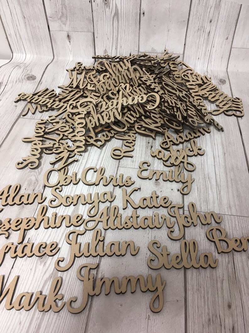 Personalised Wedding Wooden Names Wood Name Cards Wedding Etsy