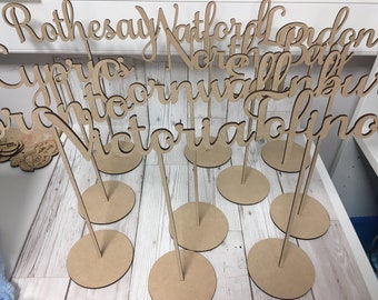 Personalised Wedding Table Signs, Table Signs, Wedding Signs, Place Signs, Table Decoration, Personalised Decoration, Laser Cut Sign