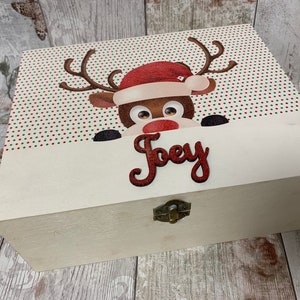 Personalised Christmas Box, Christmas Eve Box, Personalised Box, Christmas Gift, Wooden Box, Colour Printed, Laser Cut Name, Painted