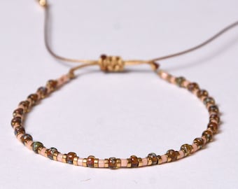 Pulsera de cuentas delicadas para mujer Pulsera minimalista Pulsera de cuentas de semillas diminutas Pulsera de oro delicada Pulsera de cuentas de semillas de Picasso miyuki