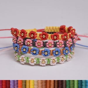 Flowers Macrame bracelet Waterproof Surf bracelet Friendship Bracelet for women Woven bohemian summer bracelet gift for her surfer gift boho