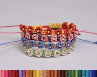 Flowers Macrame bracelet Waterproof Surf bracelet Friendship Bracelet for women Woven bohemian summer bracelet gift for her surfer gift boho
