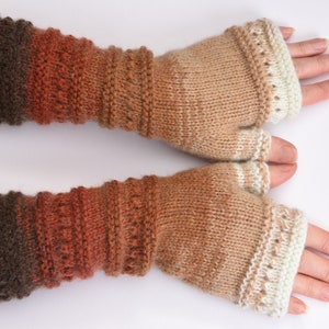 wife gift Fingerless Gloves womens gift Clothing Gift ideas for wives gift for her Knit Winter Gloves Mittens Arm Warmers Wrist Warmers 7 Brown