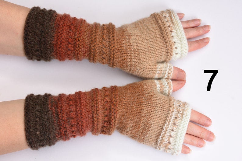 wife gift Fingerless Gloves womens gift Clothing Gift ideas for wives gift for her Knit Winter Gloves Mittens Arm Warmers Wrist Warmers 7 Brown