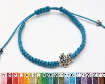 Turtle bracelet Wax cord Adjustable Macrame bracelet Cute Sea turtle gifts Turtle Charm Jewelry Boho Beach bracelet for Women gift